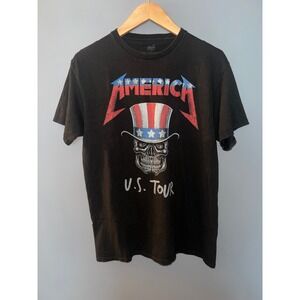 Chill America US Tour Skull Graphic T-Shirt‎ Black Mens Med Patriotic Uncle Sam